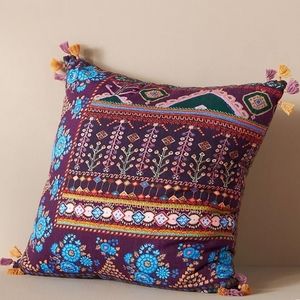 Anthropologie Embroidered Iclyn Pillow - blue